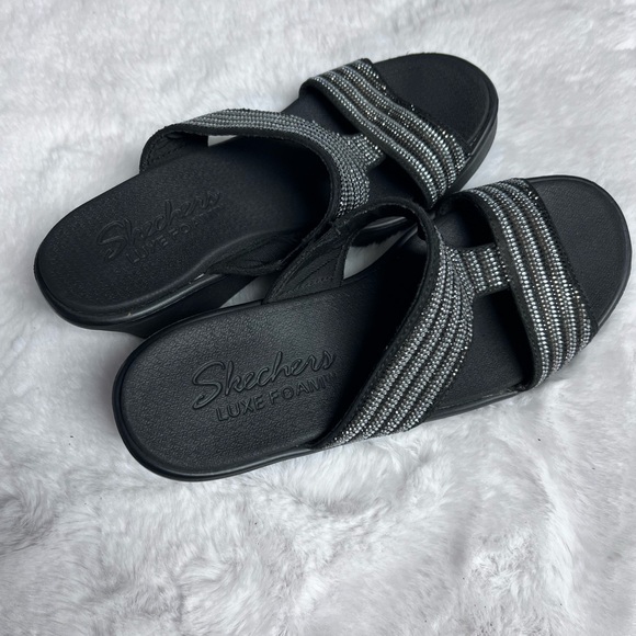 Skechers Black and Silver Women's Sandals - Picture 6 of 7